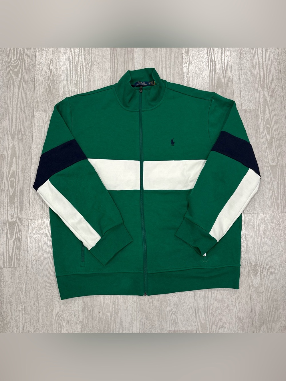 Polo Ralph Lauren Men's Green Colorblocked Full-Zip Track Jacket size XL